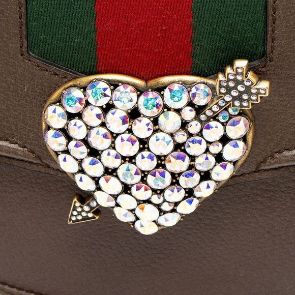 Gucci Leather Crystal Heart Linea Totem Small Crossbody - Picture 10 of 16